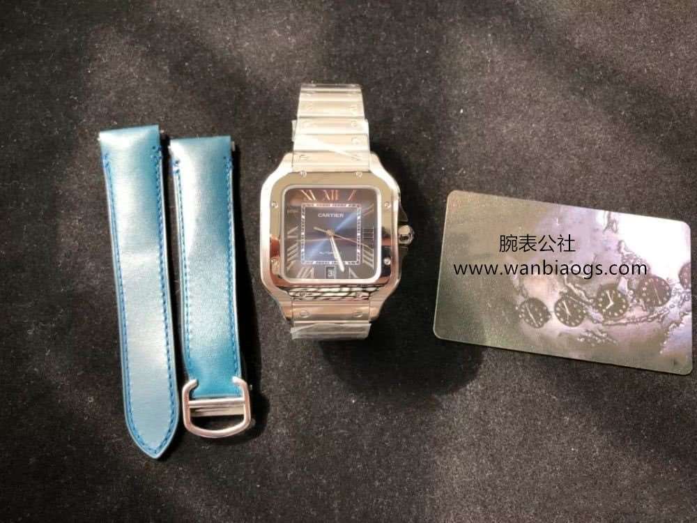 GF厂卡地亚山度士孔雀蓝面钢带款腕表评测做工如何? 第6张