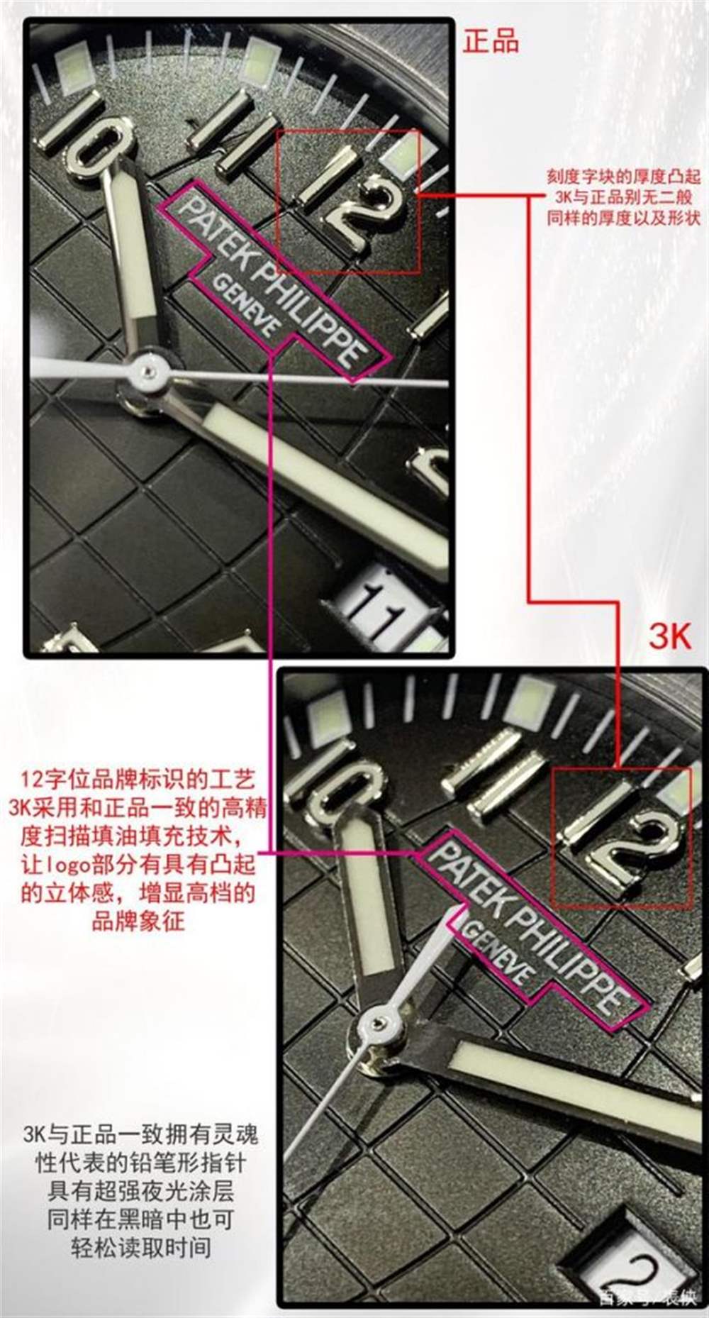3K厂百达翡丽手雷对比评测 第5张