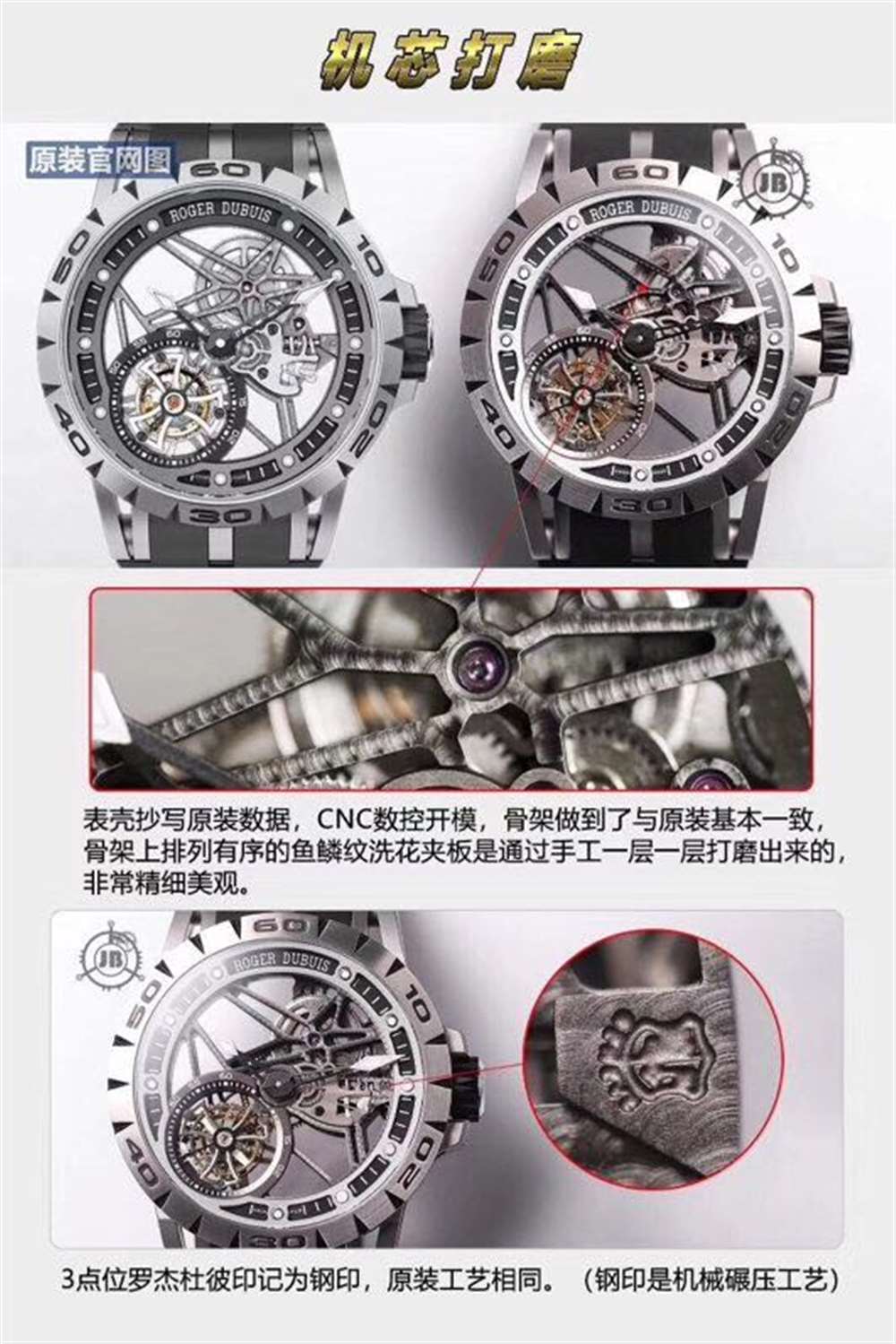 JB厂罗杰杜彼王者系列RDDBEX0479复刻表对比正品深度评测 第6张