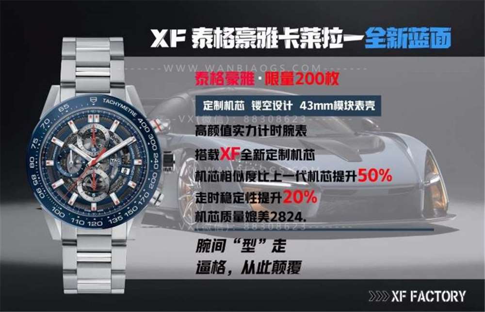 XF厂泰格豪雅卡莱拉系列-全新蓝面腕表做工评测 第1张