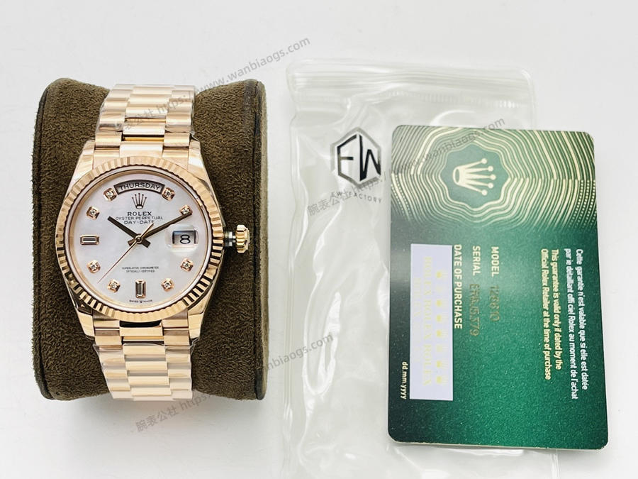 EW厂劳力士Rolex星期日志型40mm系列3255机芯(18K镶钻白盘)腕表赏析 第1张